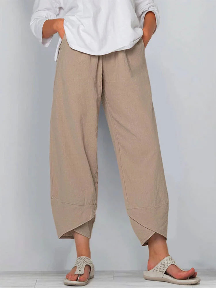 Solid Color Simple Casual Ankle Pants