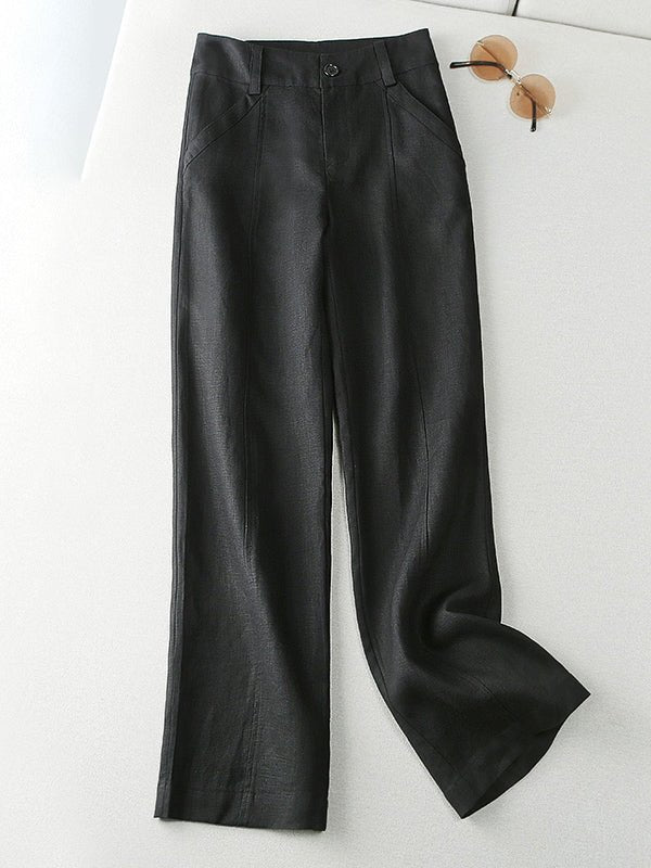 100% Linen Loose Thin Straight-Leg All-Match Casual Pants