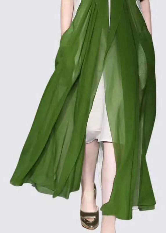 Green Italian Elegant Green Silk Cardigan Long Sleeves