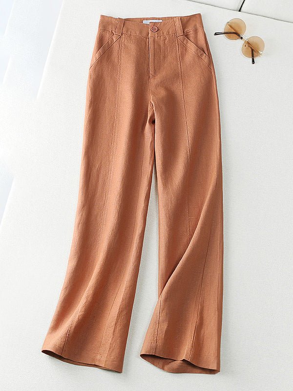 100% Linen Loose Thin Straight-Leg All-Match Casual Pants