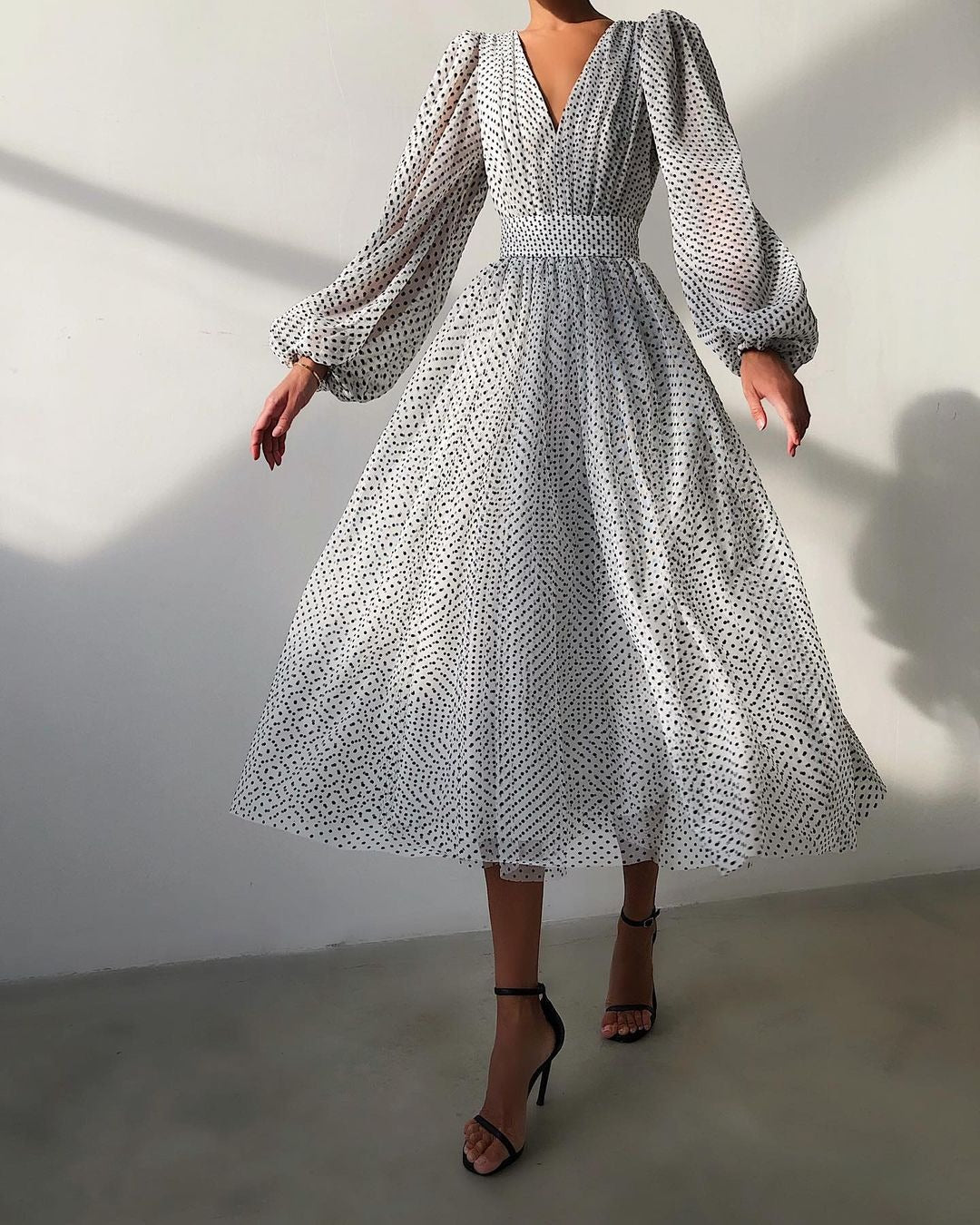 Elegant Dot Patchwork A Line Dresses